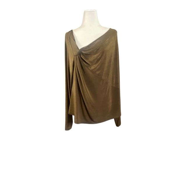 Good American Women’s 7 (3X) Long Sleeve Front Knot Blouse Shirt Mocha Brown NWT - Picture 2 of 7